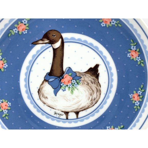 1985 George Good by Fabrizio Plate - Goose w/ Floral Design - 8.25" - Japan - Picture 2 of 7